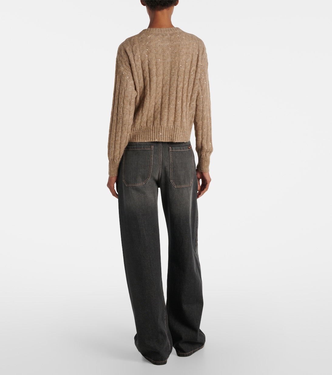 Cable-knit sequined cardigan | Brunello Cucinelli