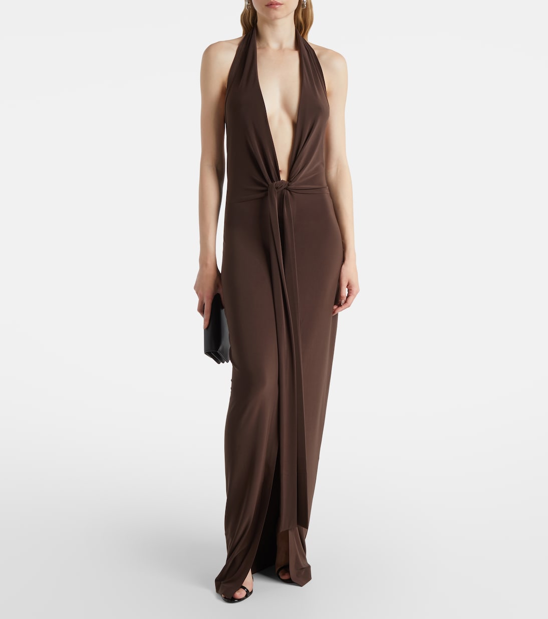 Halterneck jersey maxi dress | Norma Kamali