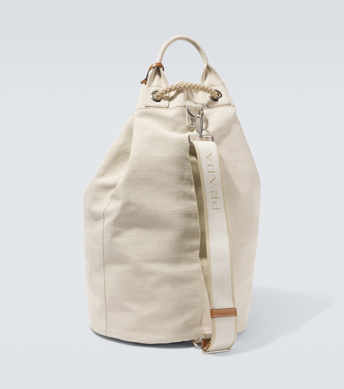 Logo embroidered canvas duffel bag | Prada