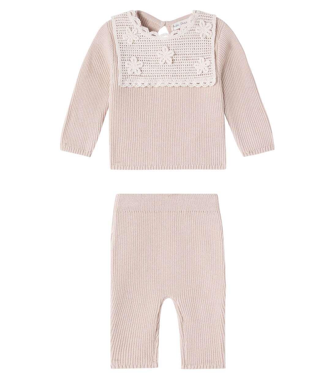 Baby Lucette set of cotton sweater and pants | Bebe Organic