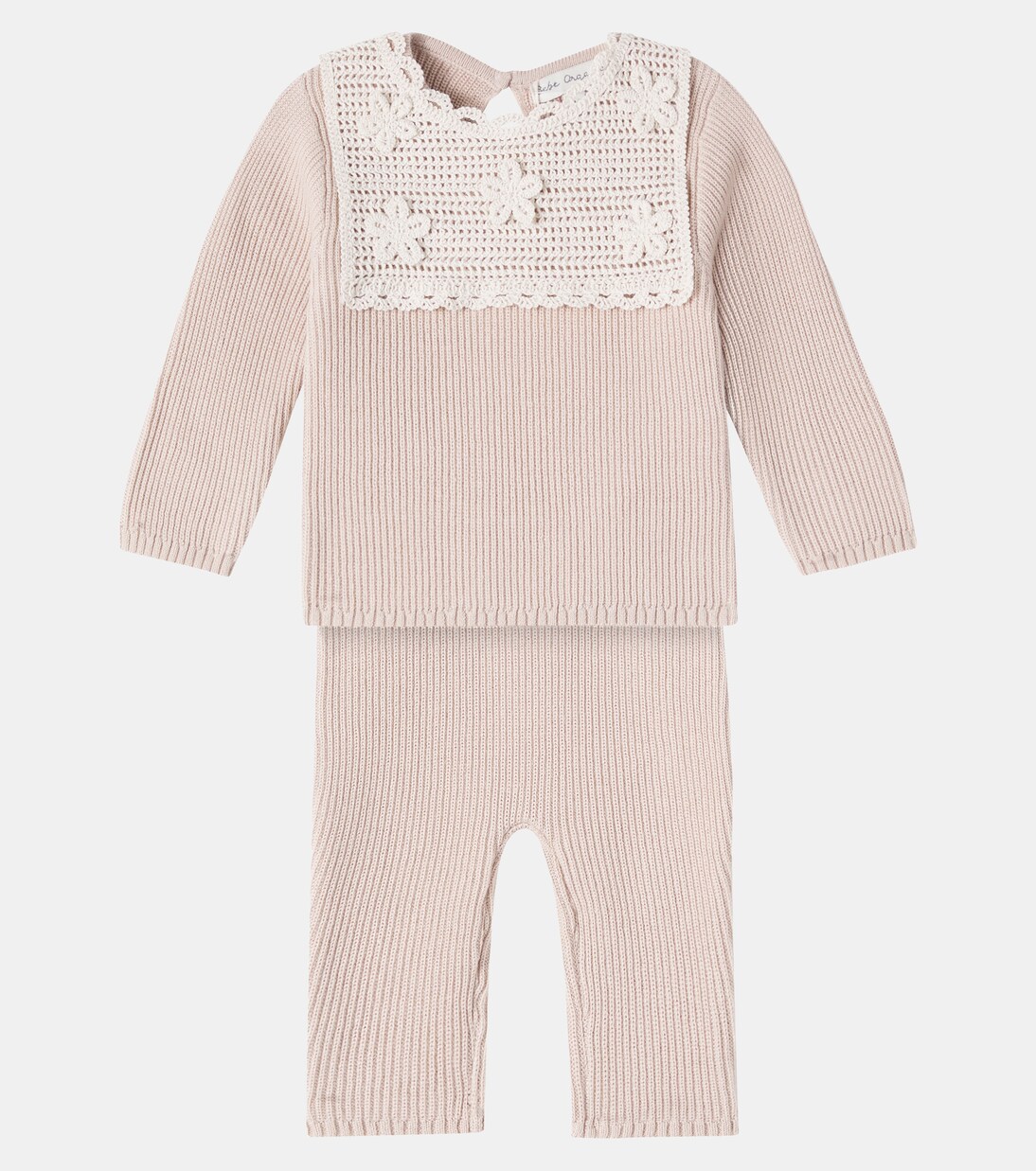 Baby Lucette set of cotton sweater and pants | Bebe Organic