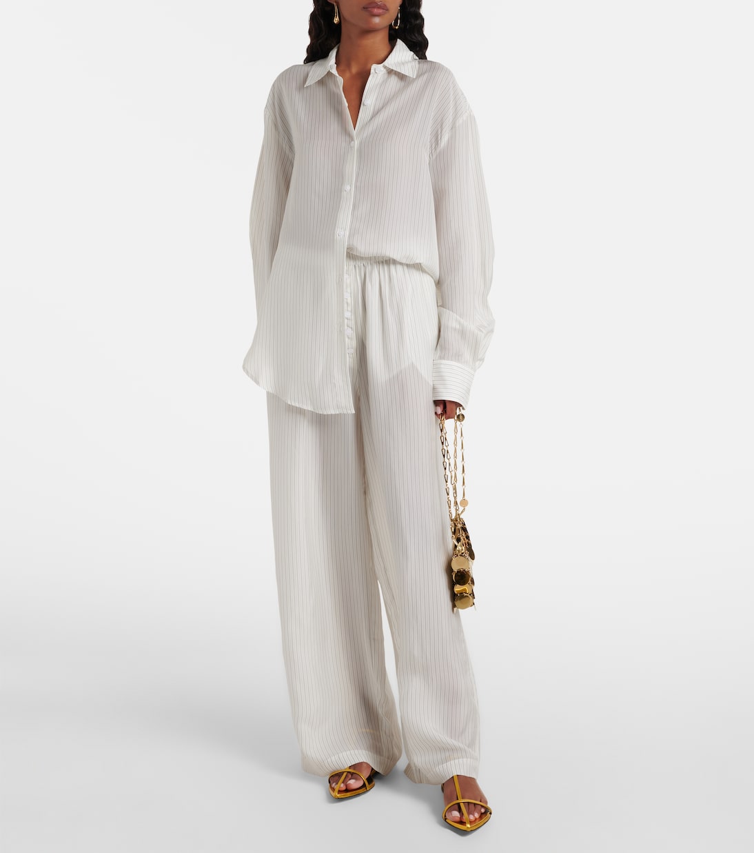 Brenna sheer striped wide-leg pants | The Frankie Shop