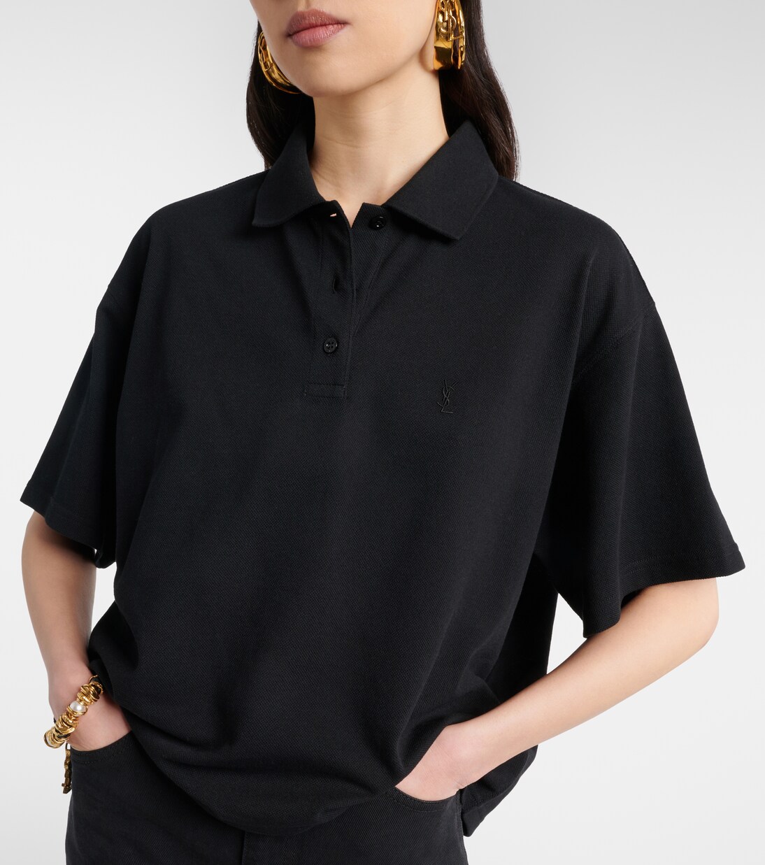 Cassandre cotton-blend piqué polo shirt | Saint Laurent