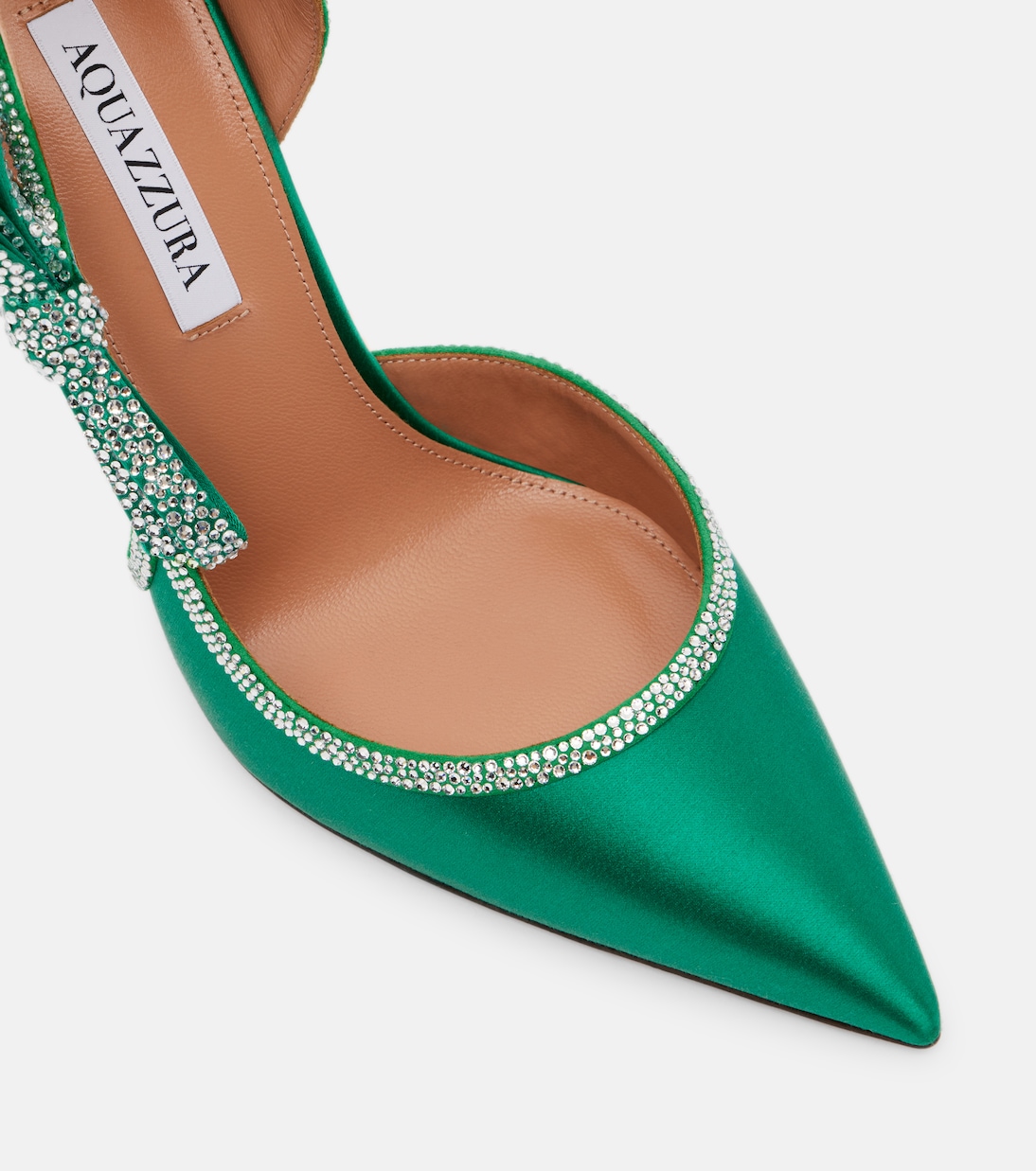 Soave Crystal 105 bow-detail satin pumps | Aquazzura