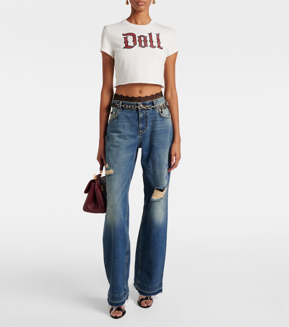 Printed cropped cotton jersey T-shirt | Dolce&Gabbana