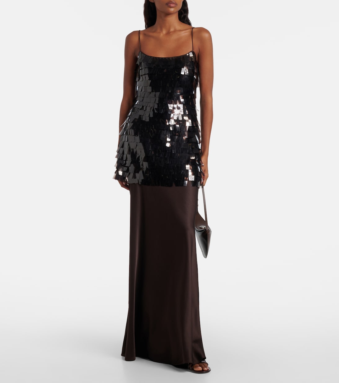 Robe longue Mesa en satin à sequins | Staud