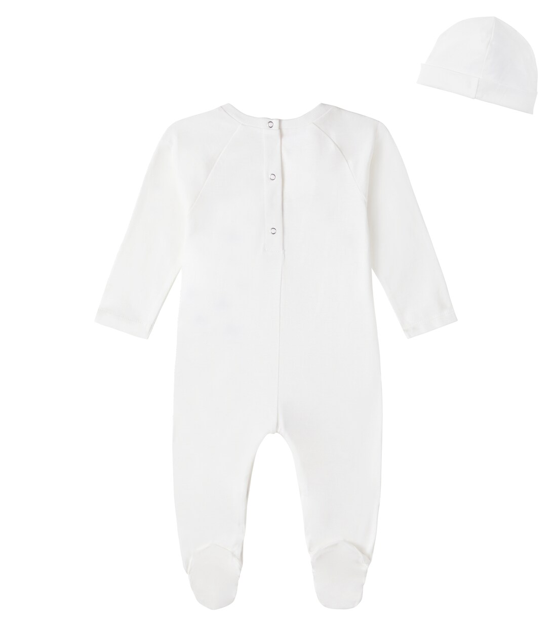 x Euan Roberts Baby cotton beanie, bib, and onesie set | Gucci Kids