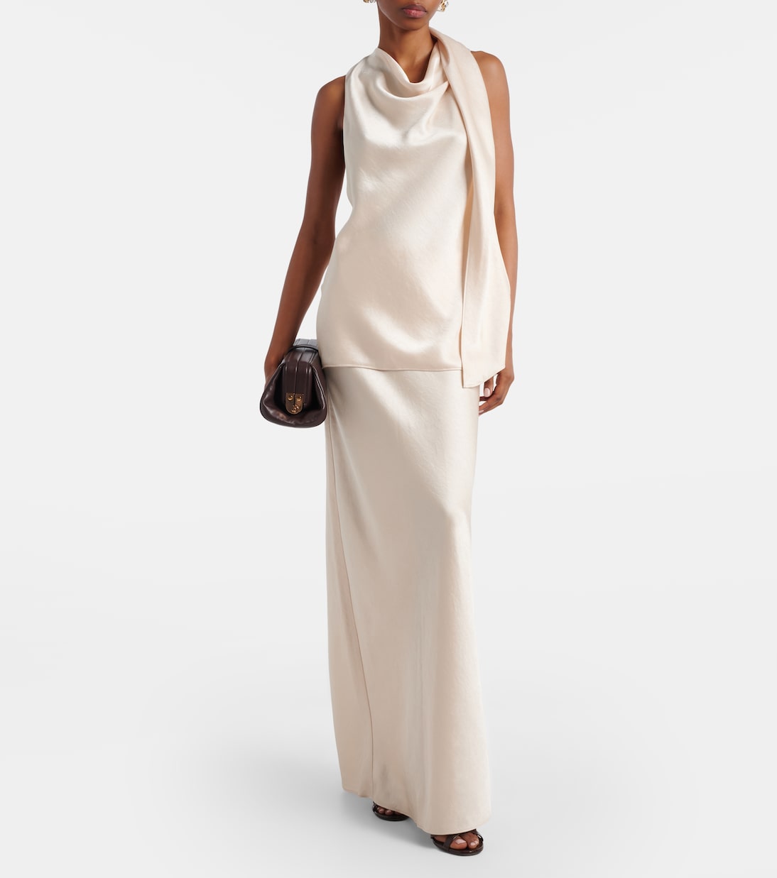 Scarf-detail satin top | Vince