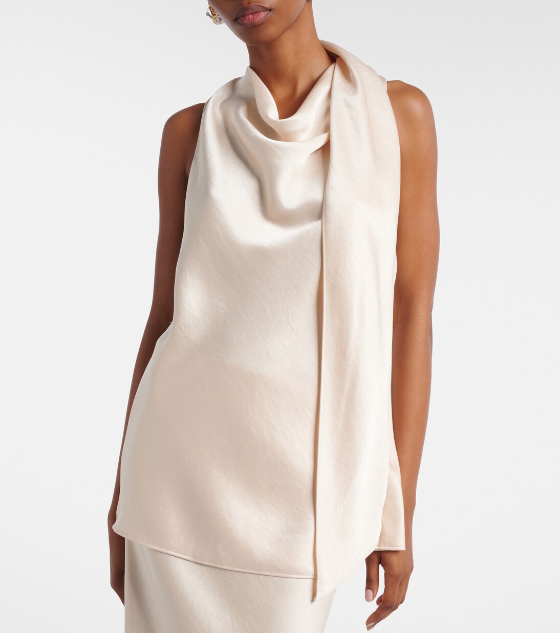 Scarf-detail satin top | Vince