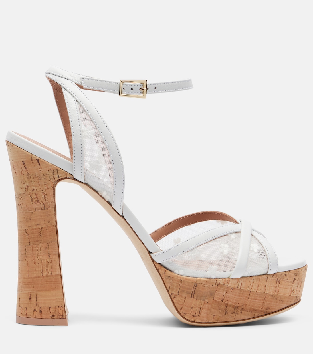 Sylvie 125 leather-trimmed platform sandals | Malone Souliers