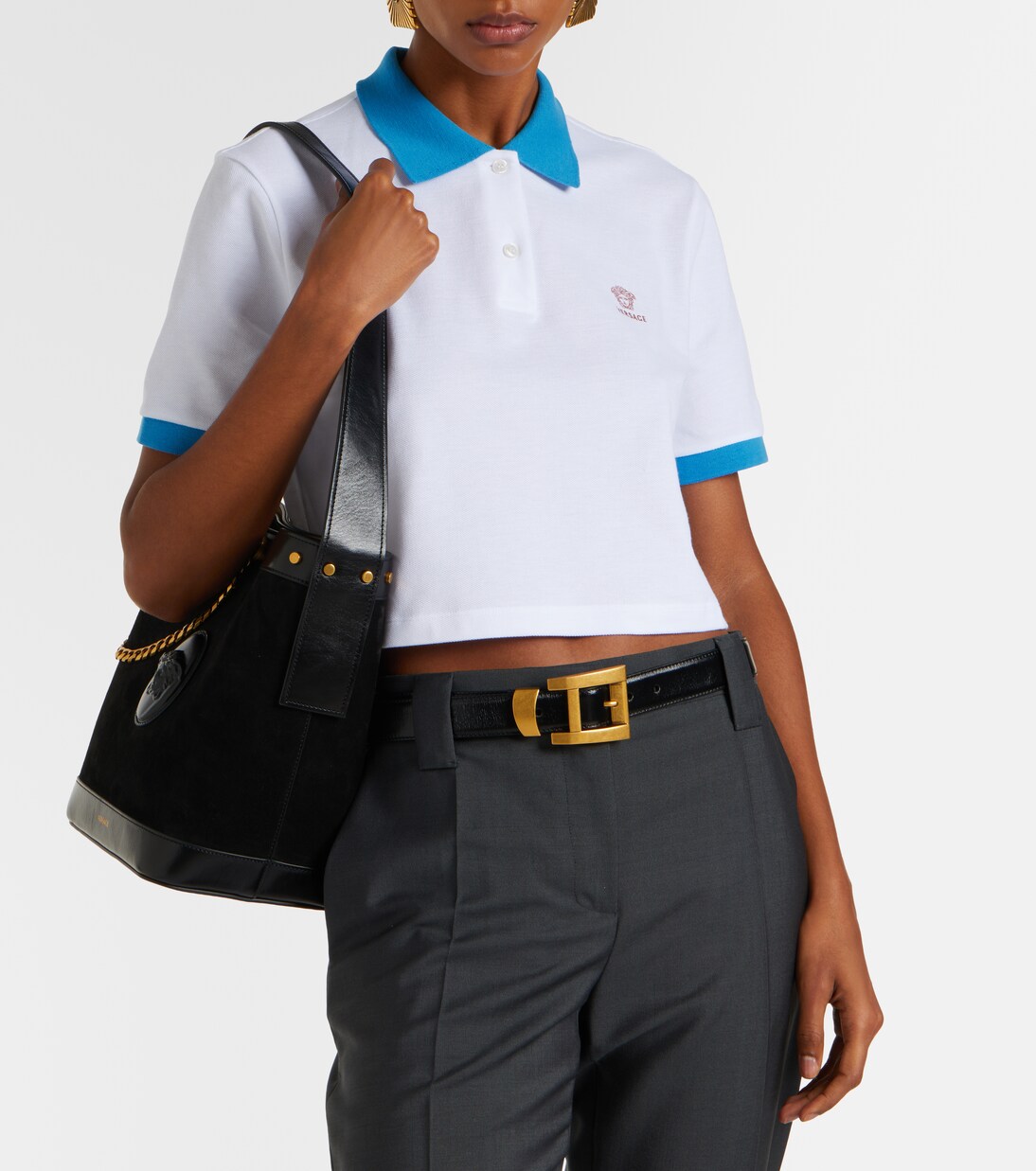 Besticktes Polohemd aus Baumwoll-Piqué  | Versace