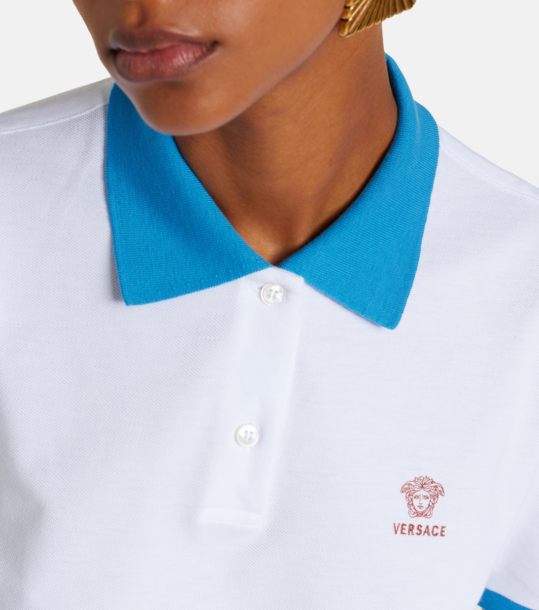 Besticktes Polohemd aus Baumwoll-Piqué  | Versace