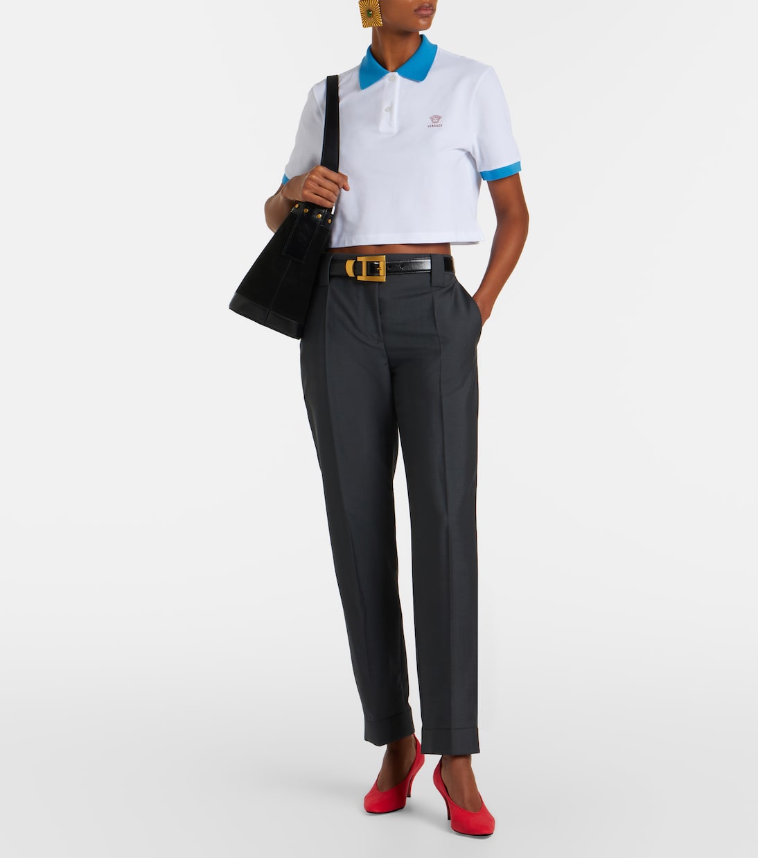 Besticktes Polohemd aus Baumwoll-Piqué  | Versace