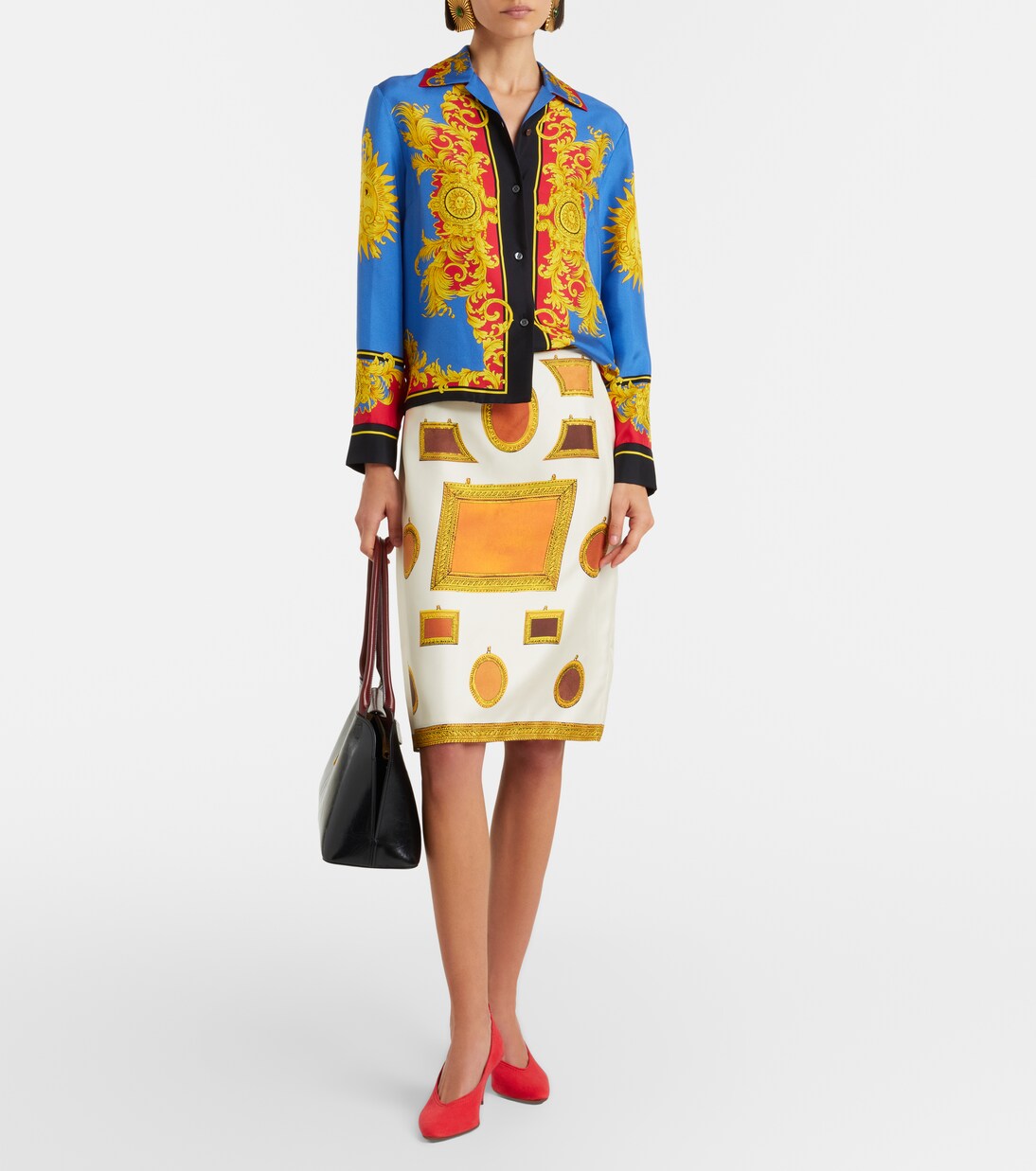 Printed silk twill pencil skirt | Versace