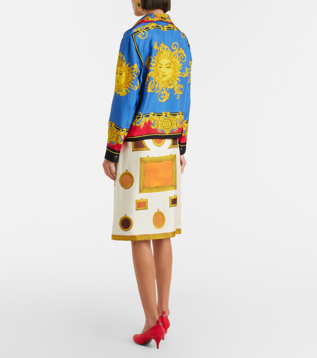 Printed silk twill pencil skirt | Versace
