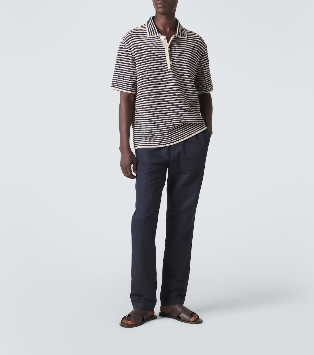 Pantalones rectos de algodón y lino | Sunspel