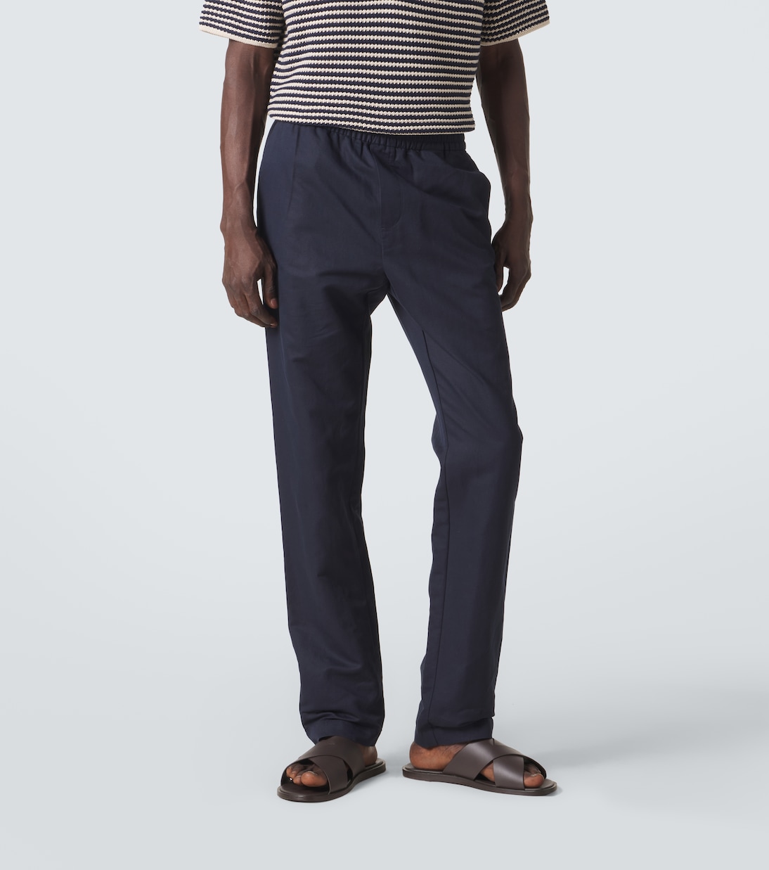 Pantalones rectos de algodón y lino | Sunspel