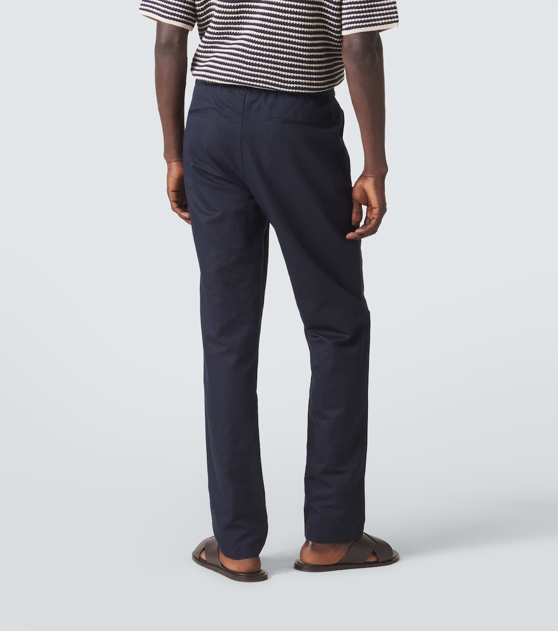 Pantalones rectos de algodón y lino | Sunspel