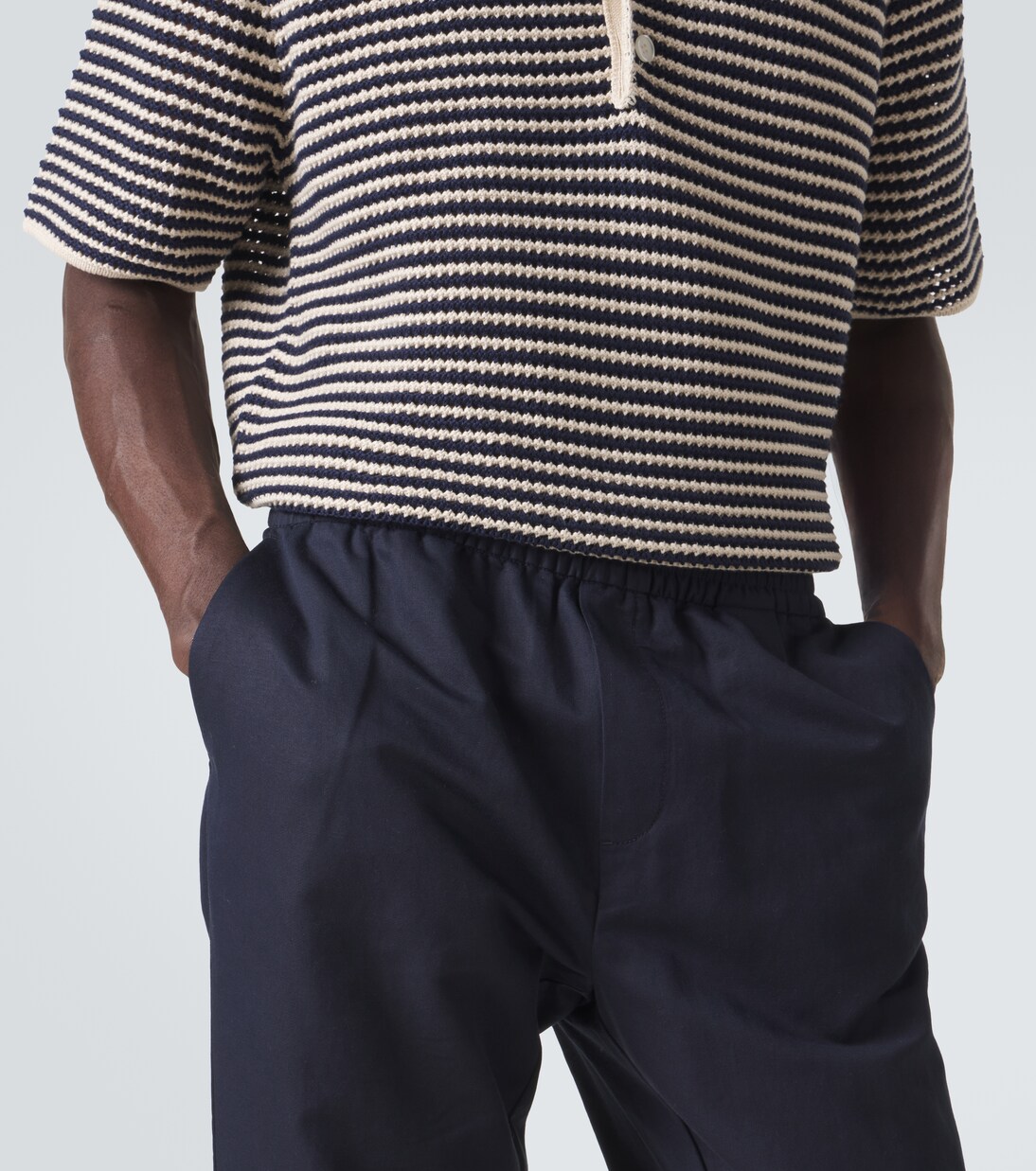 Pantalones rectos de algodón y lino | Sunspel