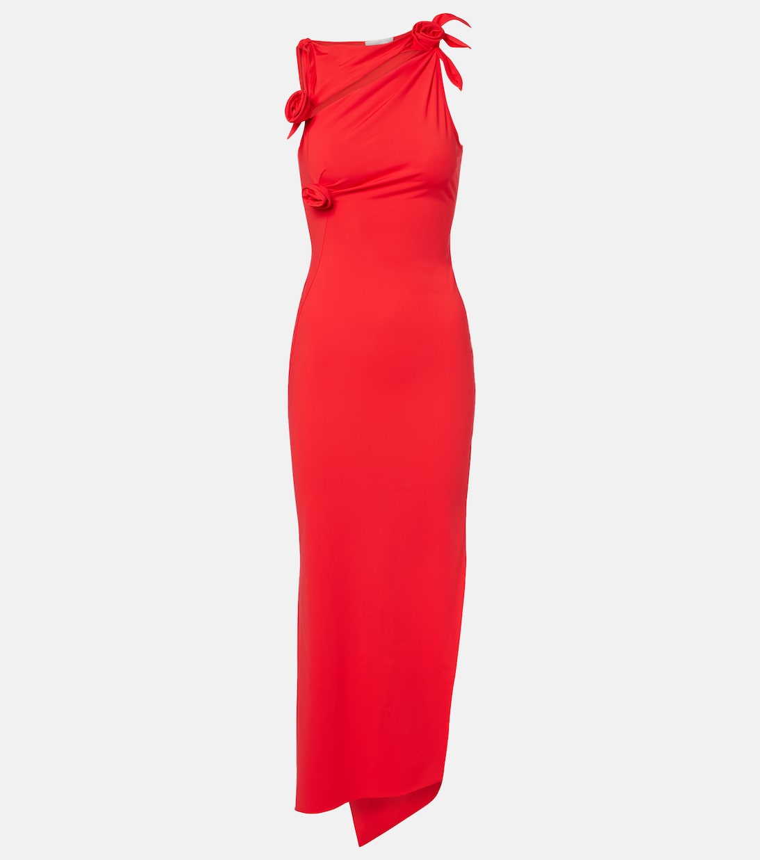 Floral-appliqué asymmetric jersey maxi dress | Coperni