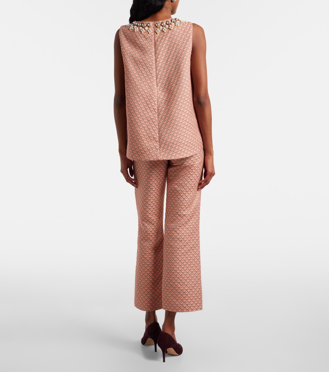 24/7 floral jacquard straight pants | La DoubleJ