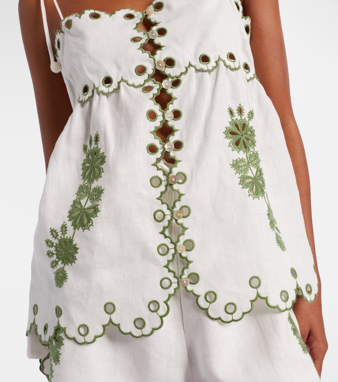 Broderie anglaise cutout linen top | Farm Rio