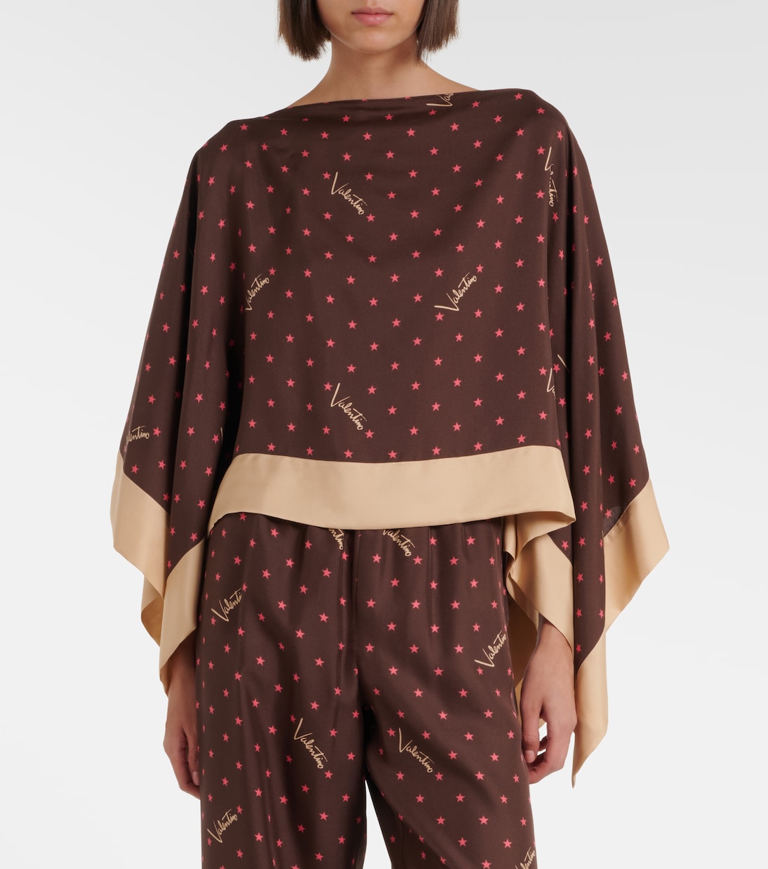 Printed silk twill top | Valentino