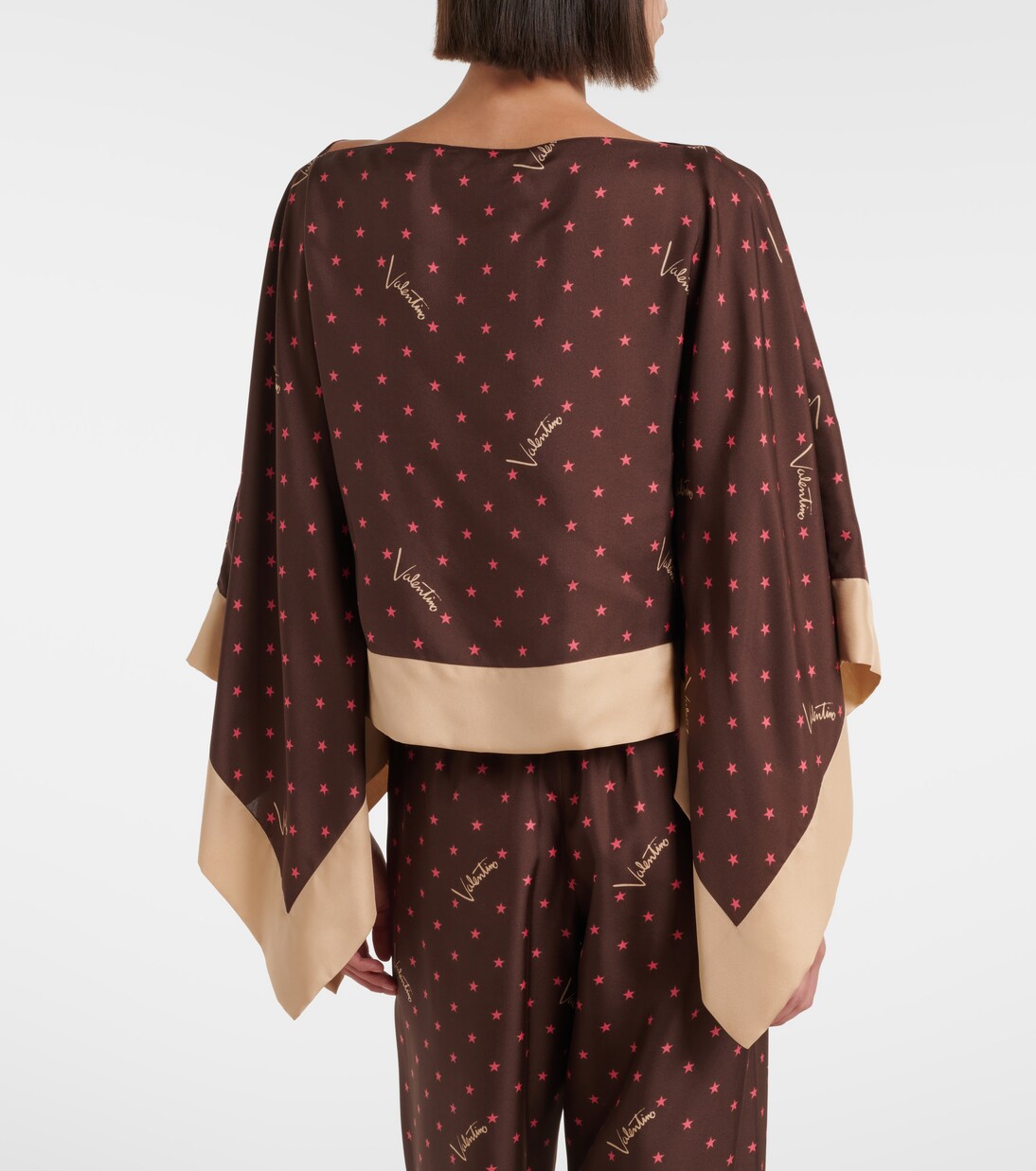 Printed silk twill top | Valentino