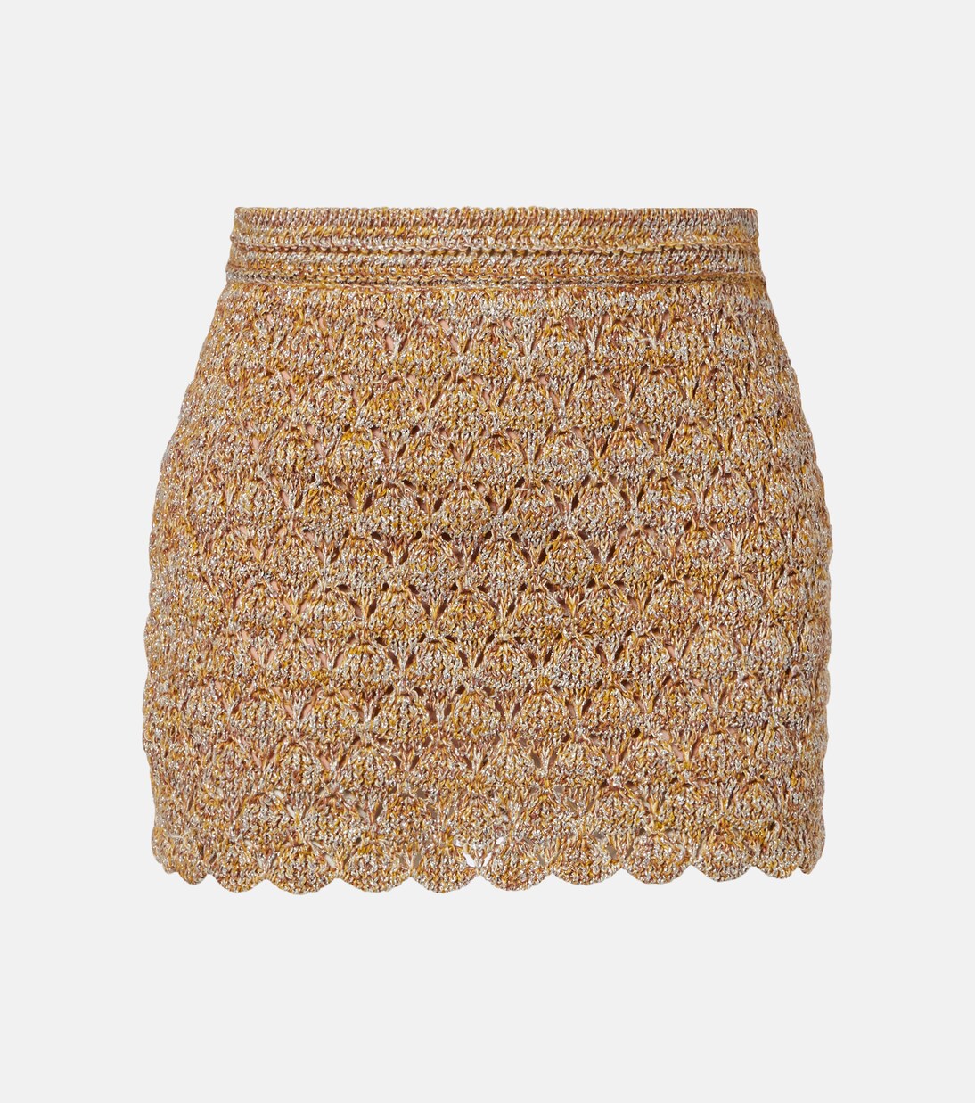 Open-knit linen-blend lamé miniskirt | Valentino