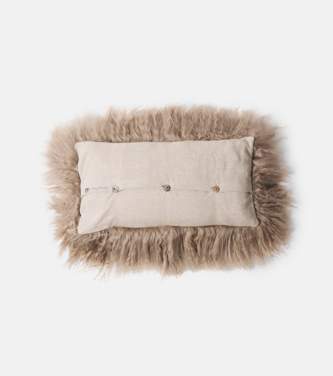 Shearling and linen cushion | Maison de Vacances