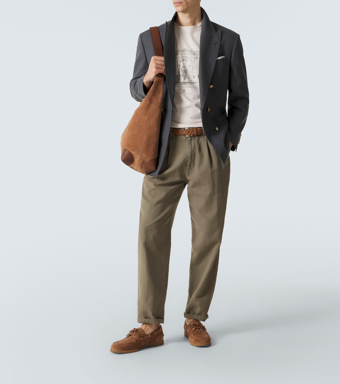 Cotton and linen straight pants | Brunello Cucinelli