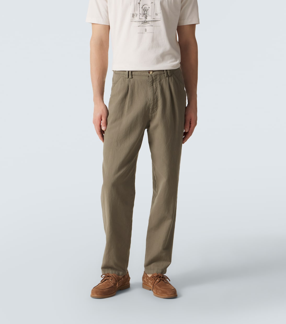 Cotton and linen straight pants | Brunello Cucinelli
