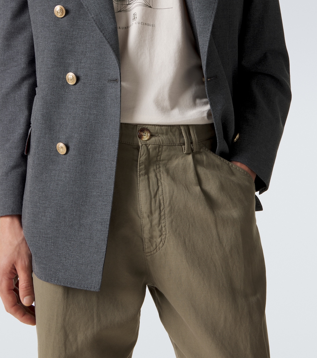 Cotton and linen straight pants | Brunello Cucinelli