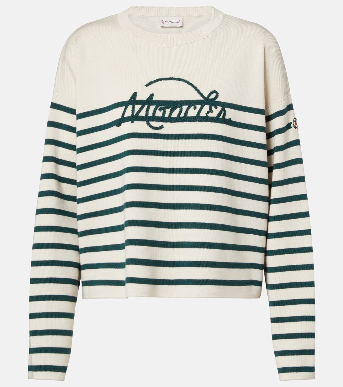 Embroidered striped virgin wool sweater | Moncler