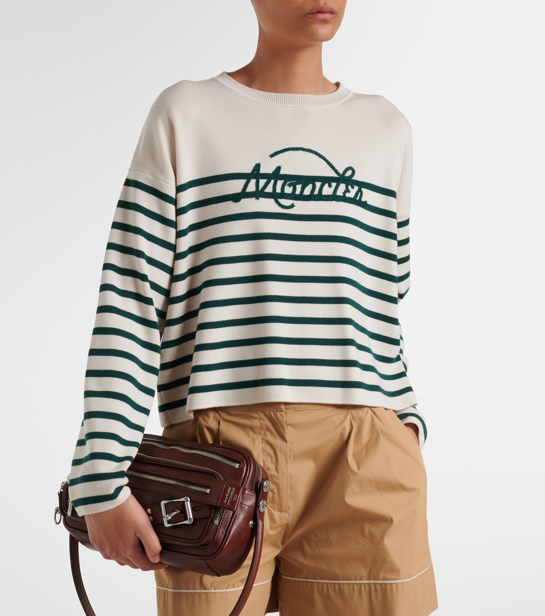 Embroidered striped virgin wool sweater | Moncler