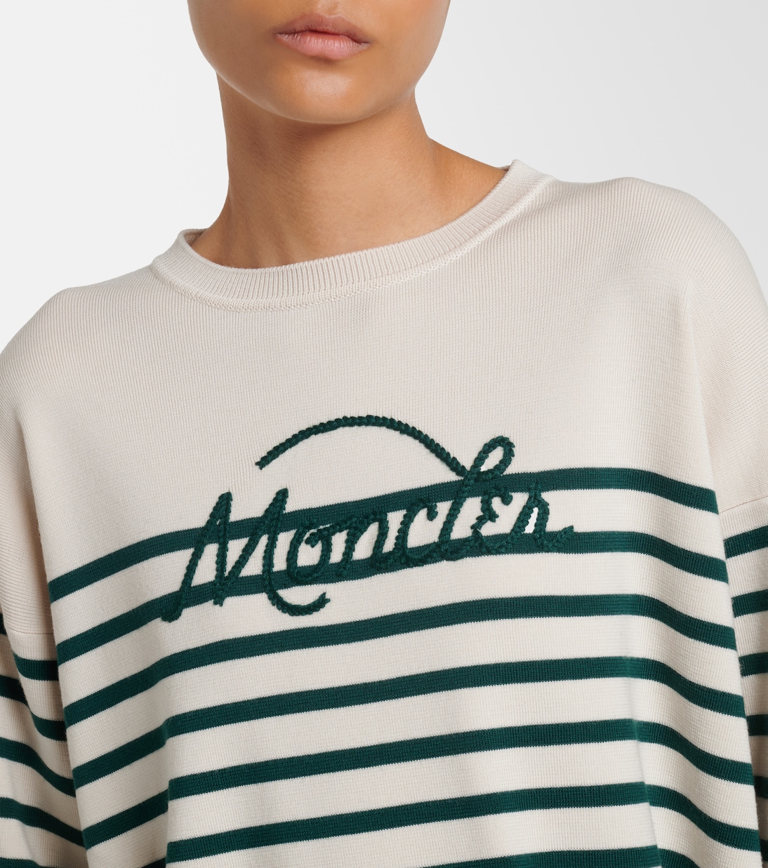 Embroidered striped virgin wool sweater | Moncler