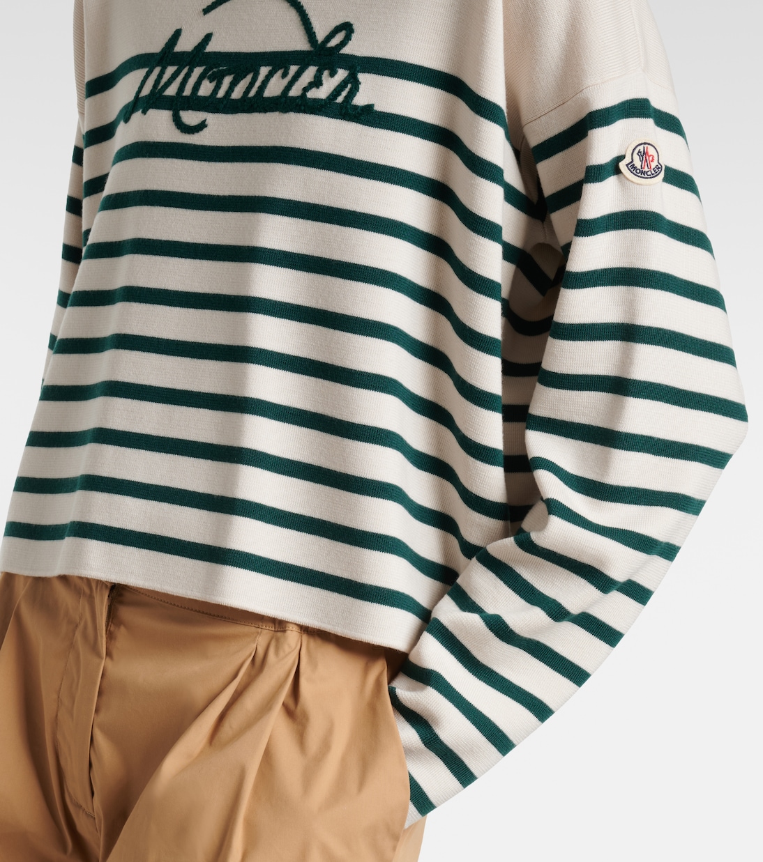 Embroidered striped virgin wool sweater | Moncler