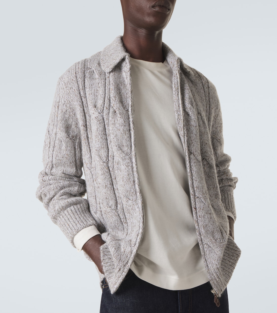 Wool, alpaca and silk-blend zip-up cardigan | Eleventy