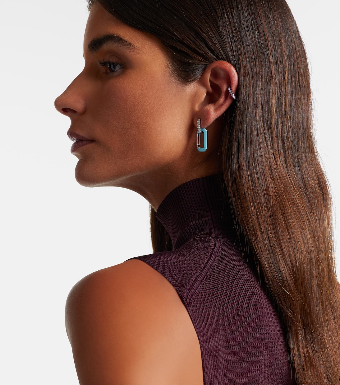 Einzelner Ohrring Chiara Small aus 18kt Weißgold mit Diamanten | Eéra