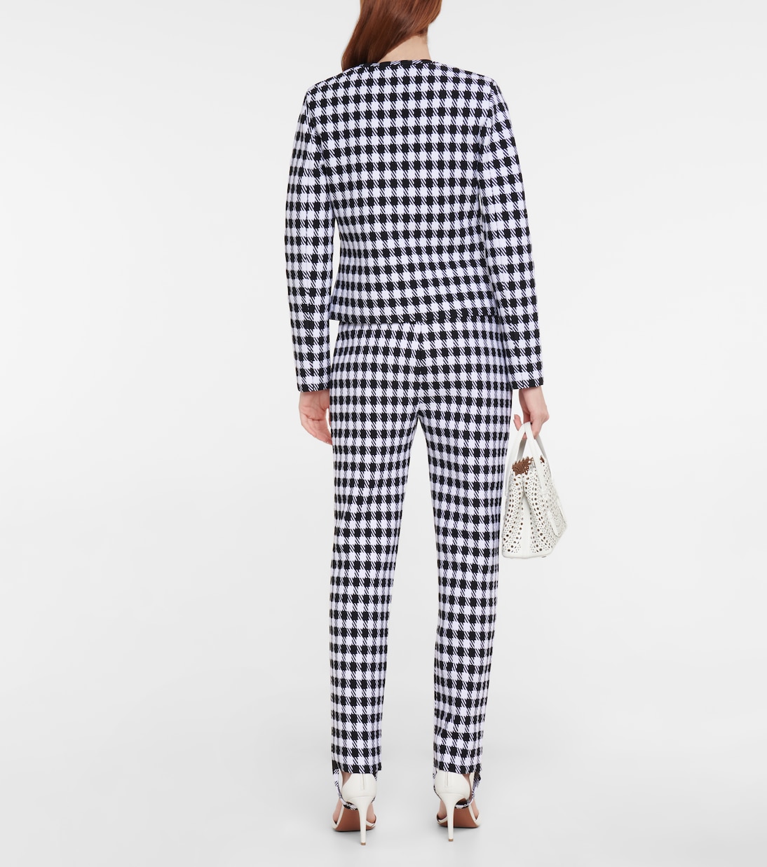 High-rise checked stirrup pants | Alaïa