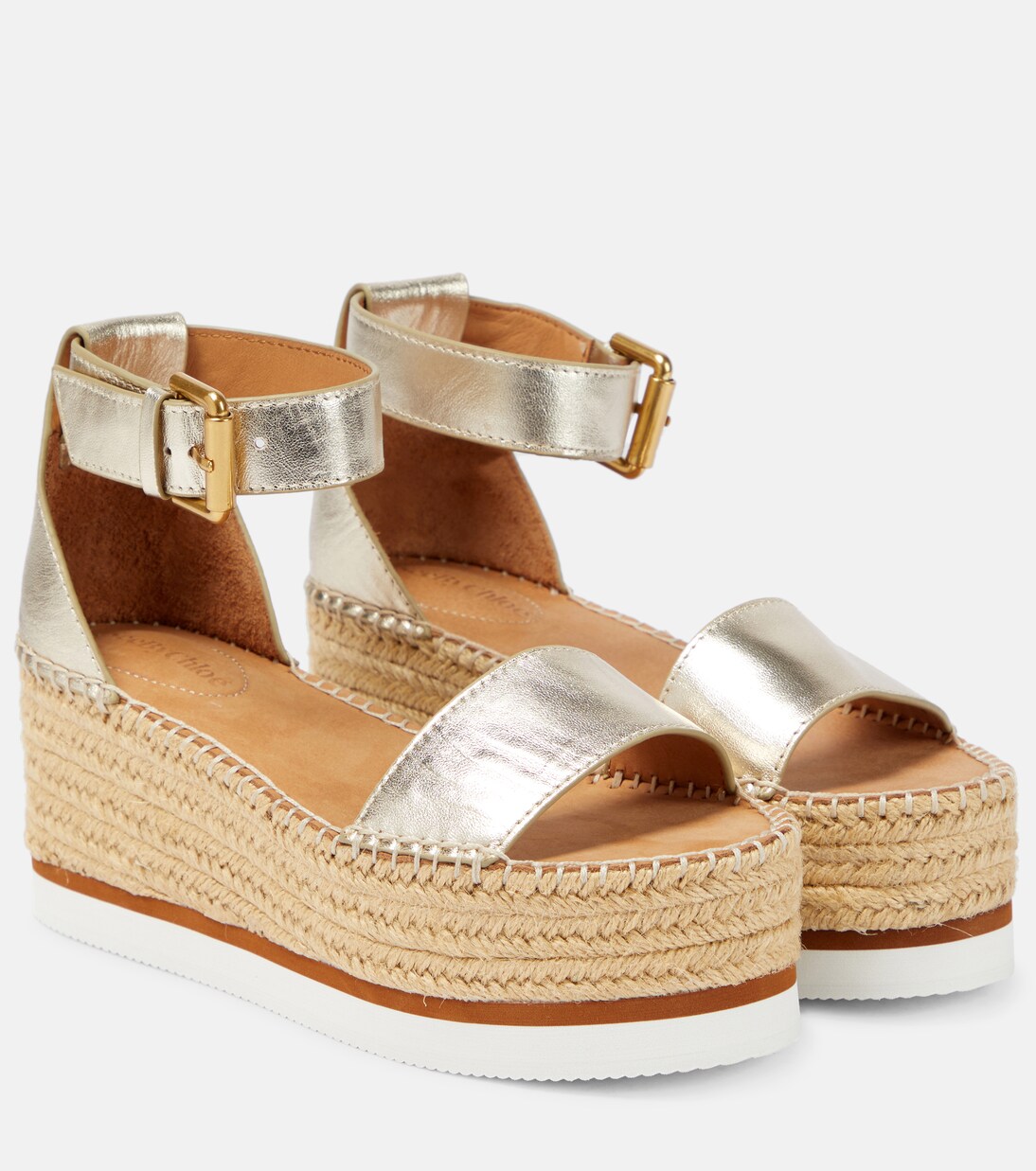Glyn leather platform espadrille sandals | See By Chloé