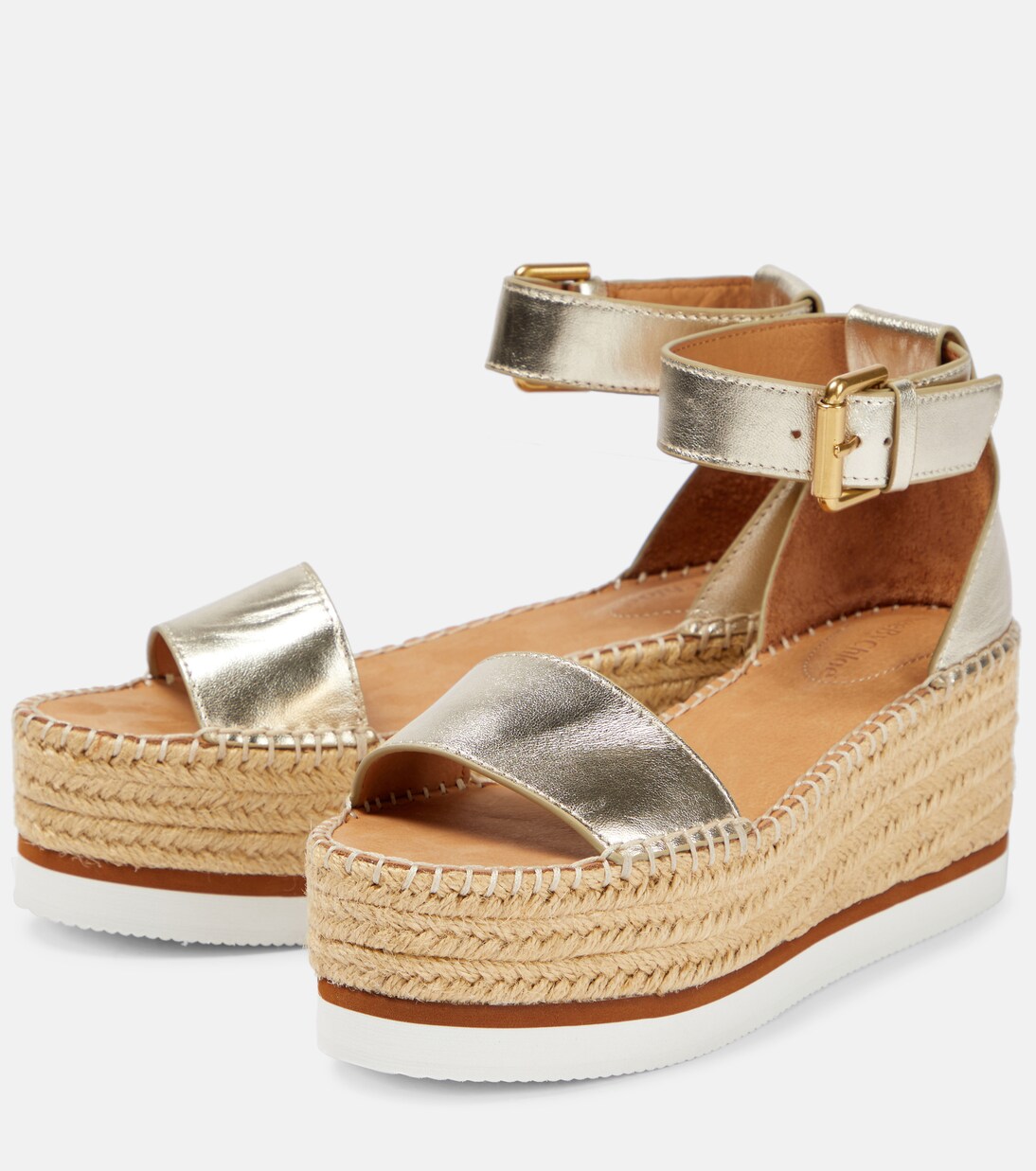 Glyn leather platform espadrille sandals | See By Chloé