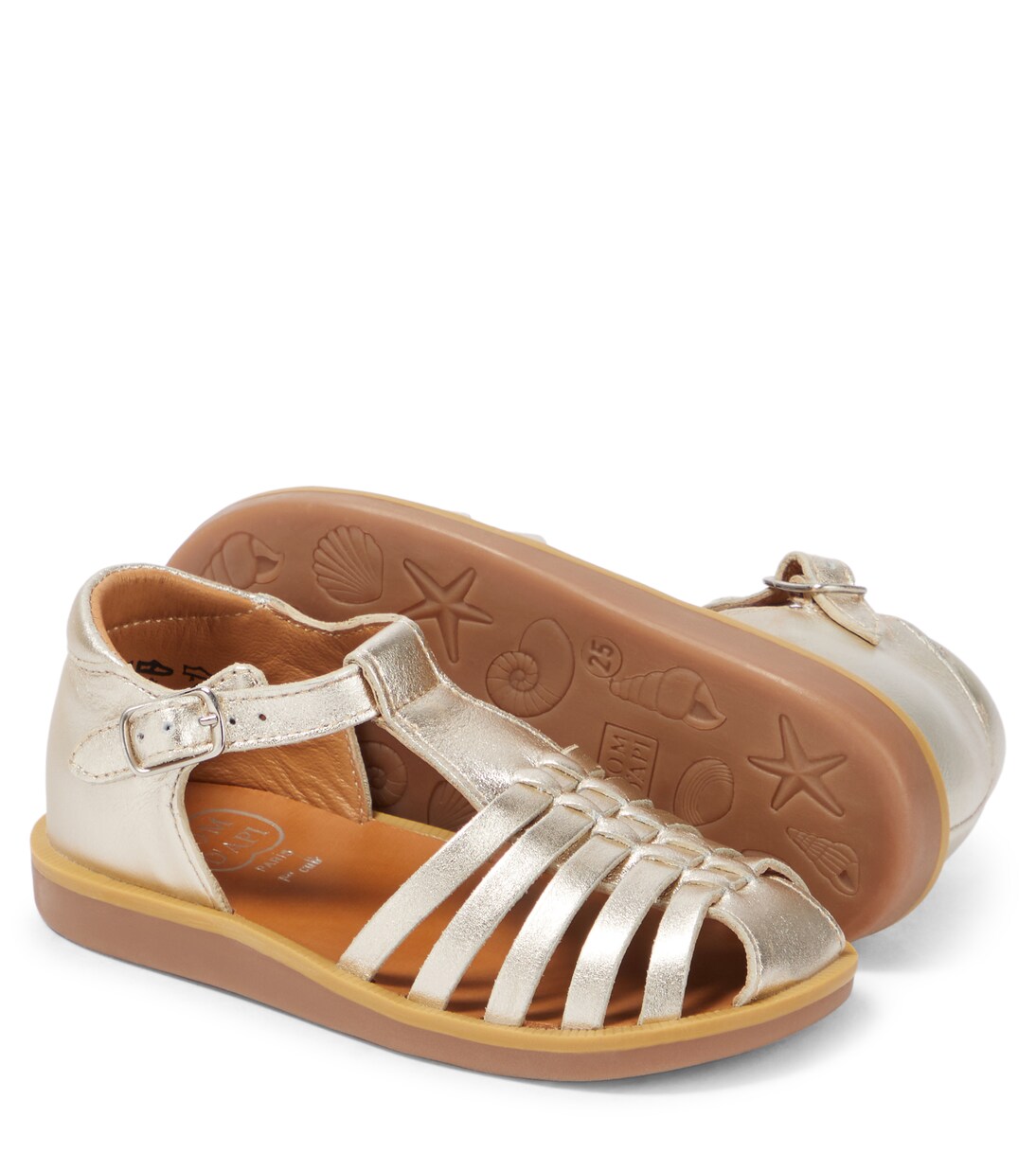 Poppy Pitti metallic leather sandals | Pom d'Api