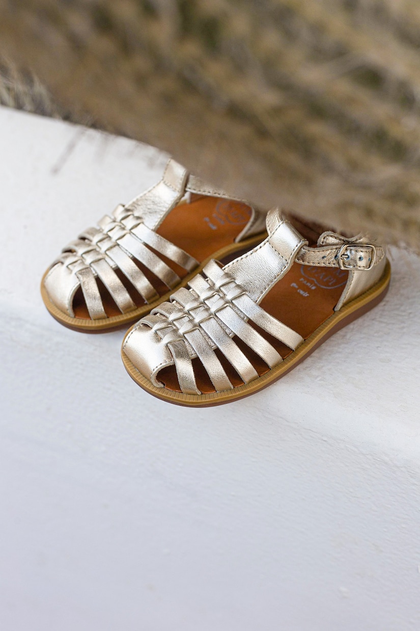 Poppy Pitti metallic leather sandals | Pom d'Api