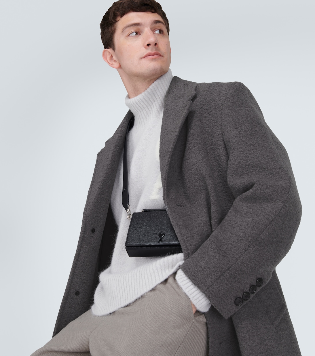 Single-breasted wool-blend coat | Ami Paris