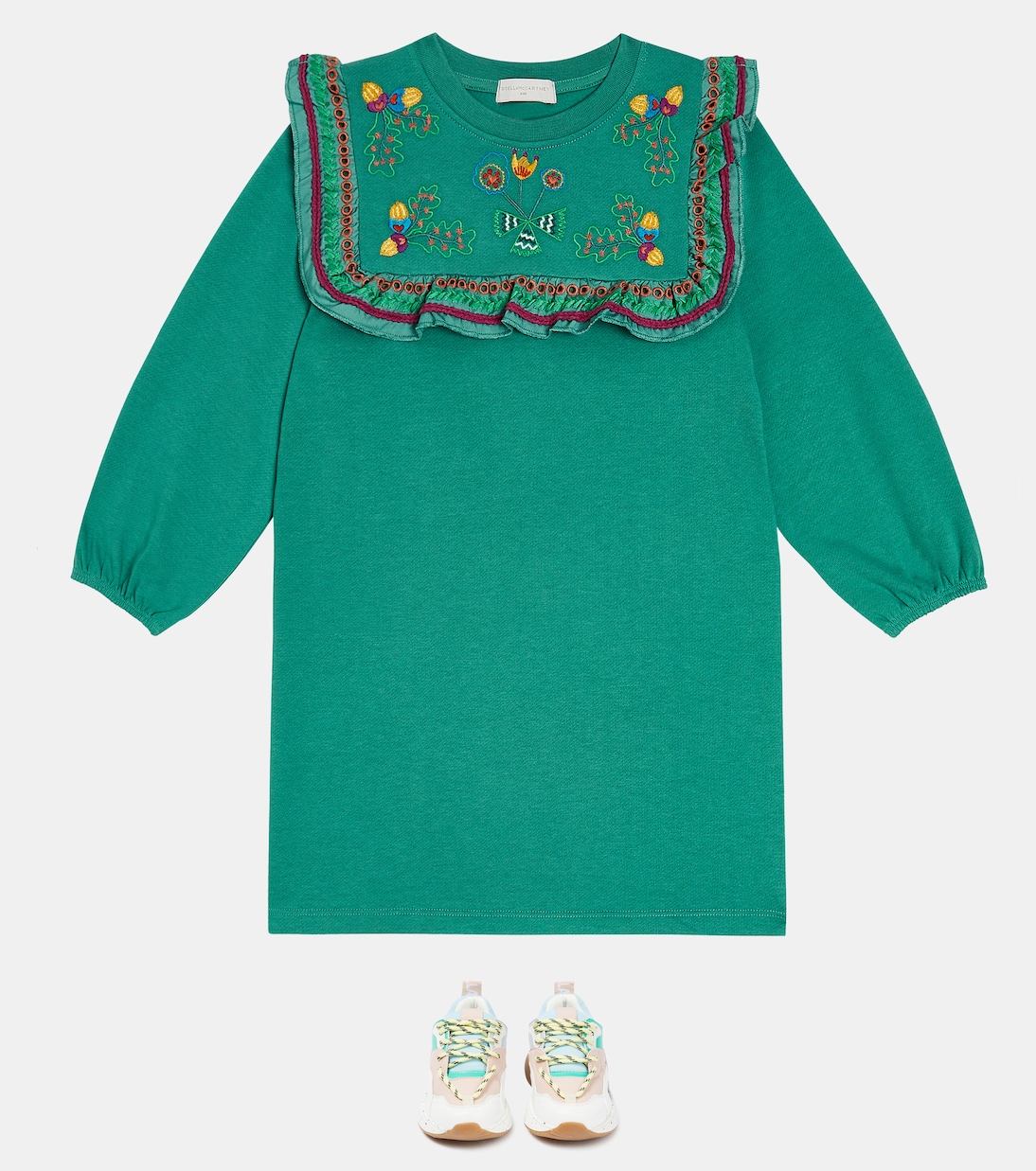 Embroidered cotton jersey dress | Stella McCartney Kids