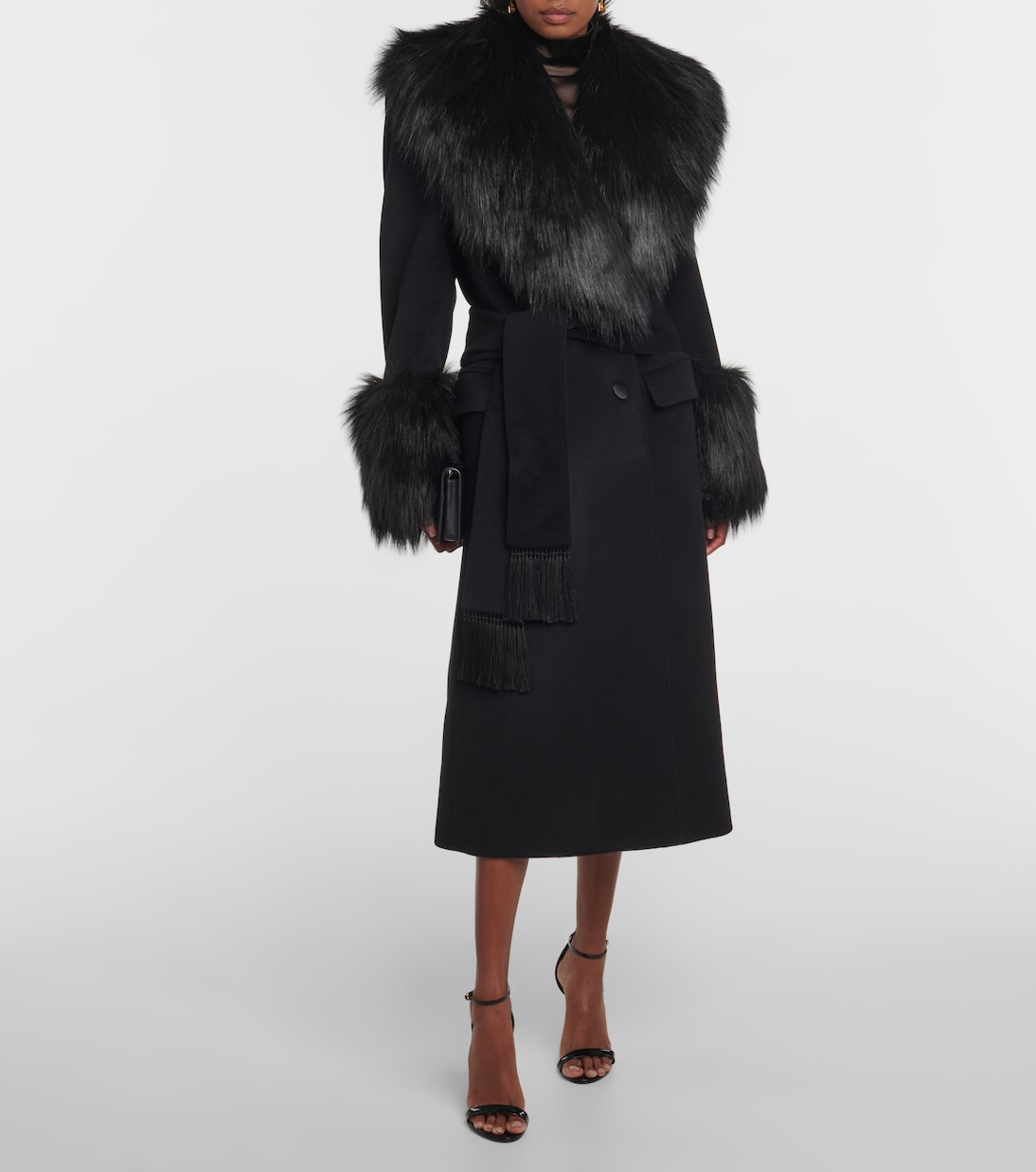 Cappotto in lana e cashmere con pelliccia sintetica | Dolce&Gabbana