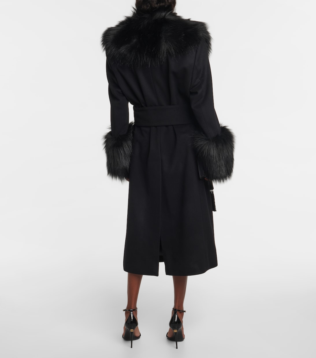 Cappotto in lana e cashmere con pelliccia sintetica | Dolce&Gabbana