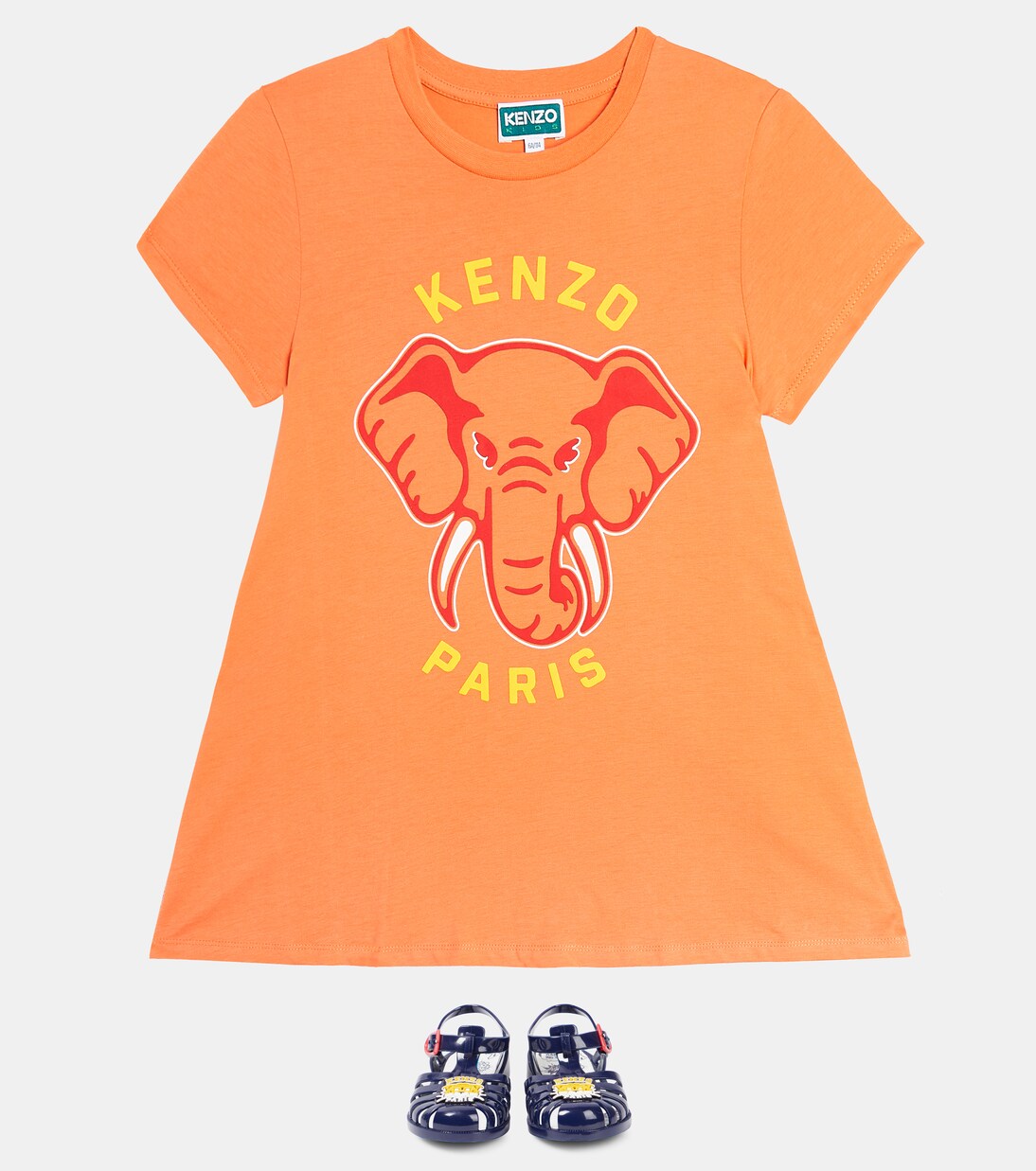 Printed cotton jersey T-shirt dress | Kenzo Kids