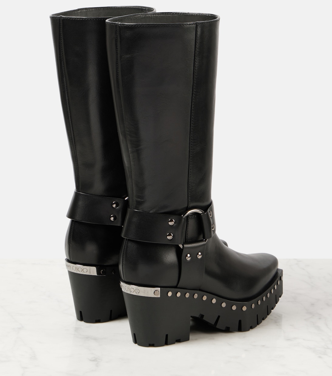 Quinn 75 studded leather biker boots | Jimmy Choo